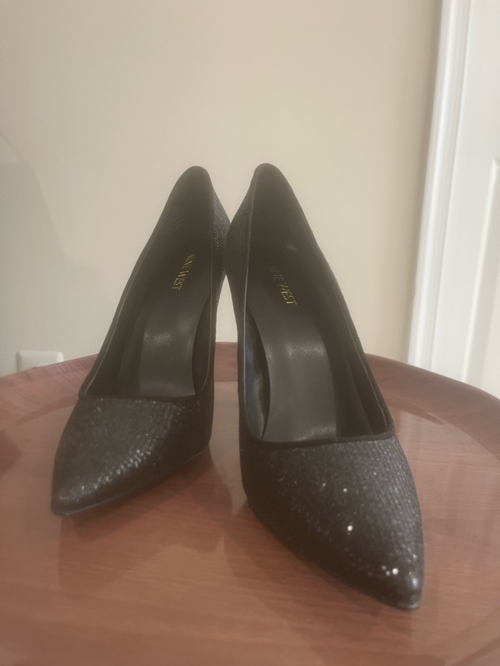 Nine West Black Glitter Pointed Toe Pumps